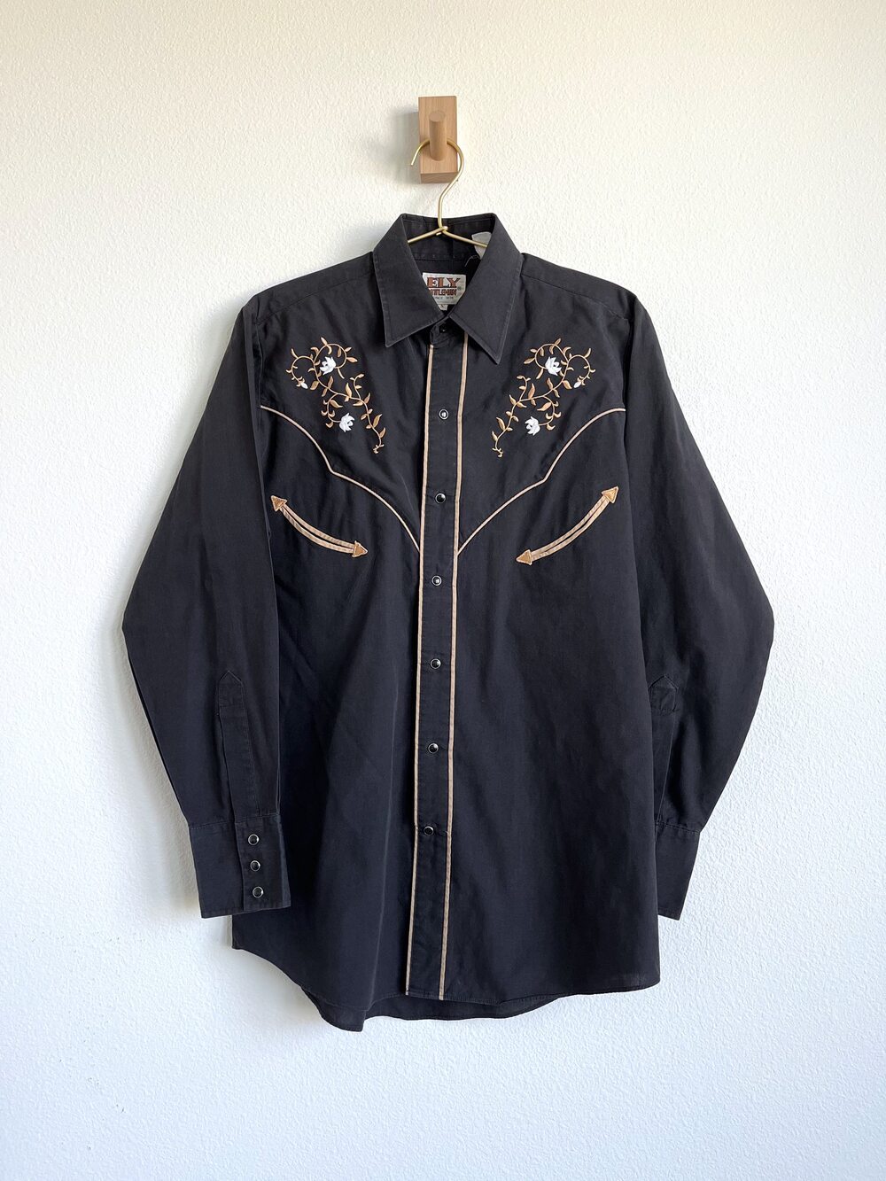 Vintage Ely Cattleman Western Pearl Snap Shirt - Embroidered Floral - Size S